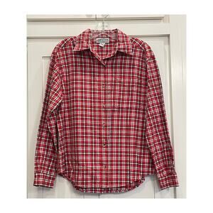 Carolina Colours red white and blue plaid button up SM 100% Cotton
